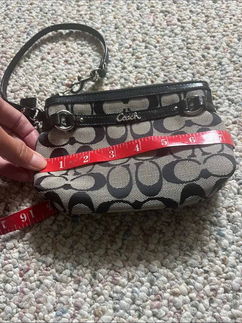 Coach Black and Cream Signature Jacquard Wristlet - Picture 6 of 6